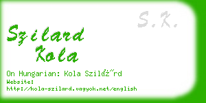 szilard kola business card